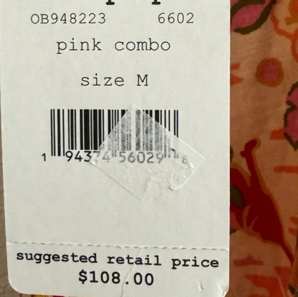 Free People Summer in Tulum Tunic Dress M Pink Combo Ruffle Tie Back - NWT - Picture 8 of 12